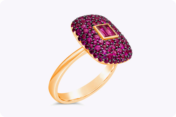 1.85 Carats Total Mixed-Cut Red Ruby Fashion Ring in Rose Gold