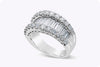 2.65 Carat Total Baguette and Round Diamond Wide Fashion Ring in White Gold