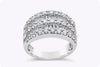 2.13 Carat Total Mixed Cut Diamond Wide Fashion Ring in White Gold