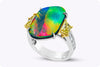 GIA Certified 5.75 Carats Natural Black Opal & Yellow Diamond Fashion Ring in Yellow Gold & Platinum