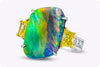 GIA Certified 5.75 Carats Natural Black Opal & Yellow Diamond Fashion Ring in Yellow Gold & Platinum