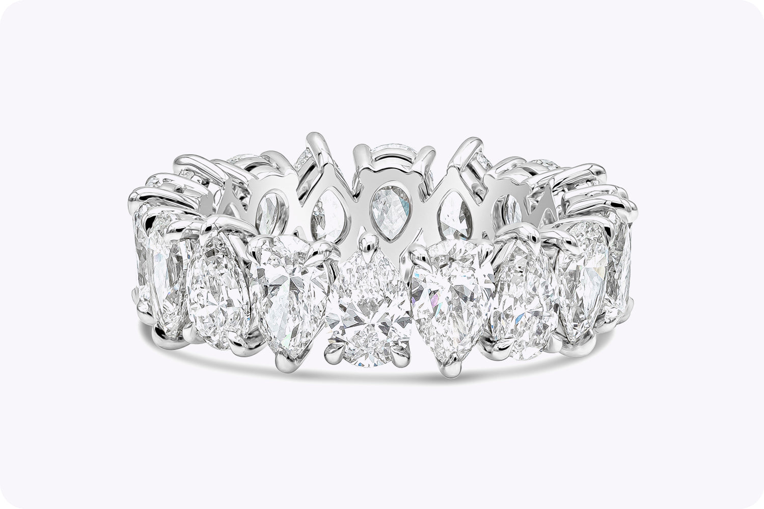 5.52 Carat Total Pear Shape Diamond Eternity Wedding Band Ring in Platinum