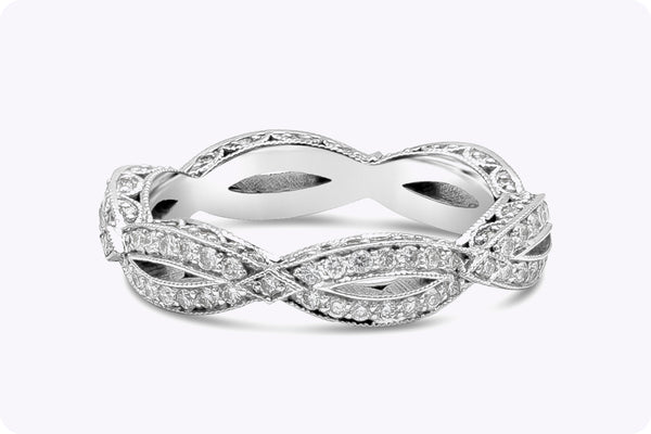 Tacori 0.60 Carats Round Diamond Crossover Eternity Wedding Band Ring in White Gold