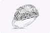 1.76 Carat Total Mixed-Shape Diamond Antique Engagement Ring in White Gold