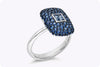 1.85 Carat Total Mixed Cut Blue Sapphire Fashion Ring in White Gold