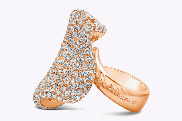 Palmiero 10.45 Carats Round Brilliant Cut Diamond Pavé Fashion Ring in Rose Gold