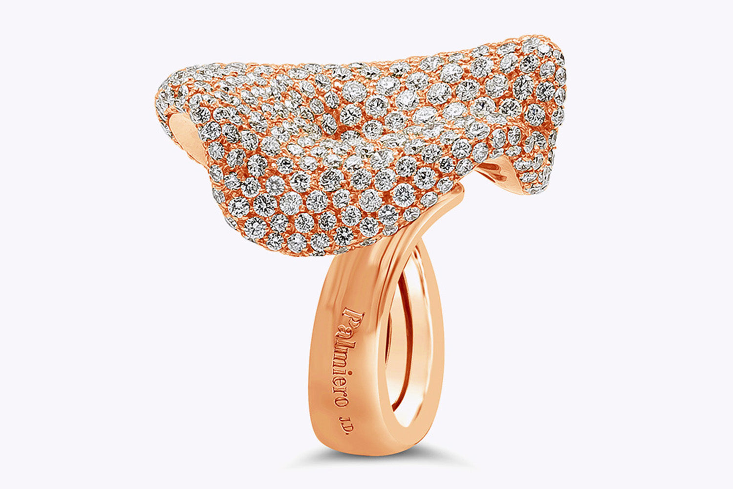 Palmiero 10.45 Carats Round Brilliant Cut Diamond Pavé Fashion Ring in Rose Gold