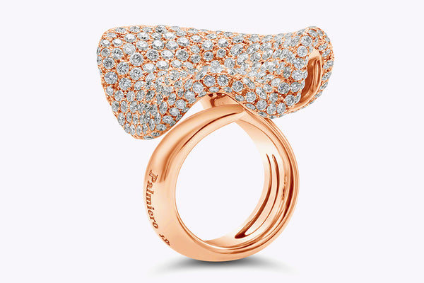 Palmiero 10.45 Carats Round Brilliant Cut Diamond Pavé Fashion Ring in Rose Gold