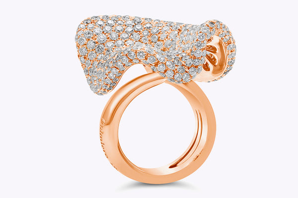 Palmiero 10.45 Carats Round Brilliant Cut Diamond Pavé Fashion Ring in Rose Gold