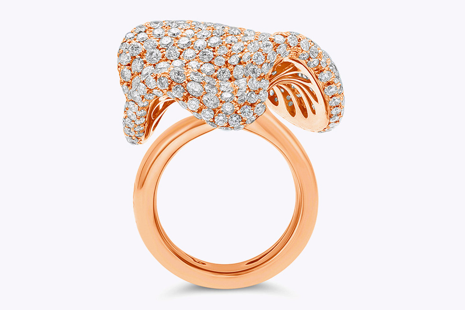 Palmiero 10.45 Carats Round Brilliant Cut Diamond Pavé Fashion Ring in Rose Gold