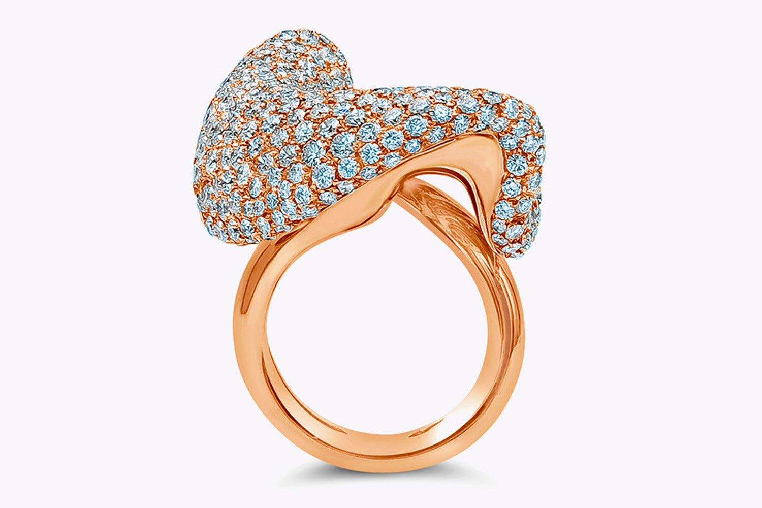 Palmiero 10.45 Carats Round Brilliant Cut Diamond Pavé Fashion Ring in Rose Gold