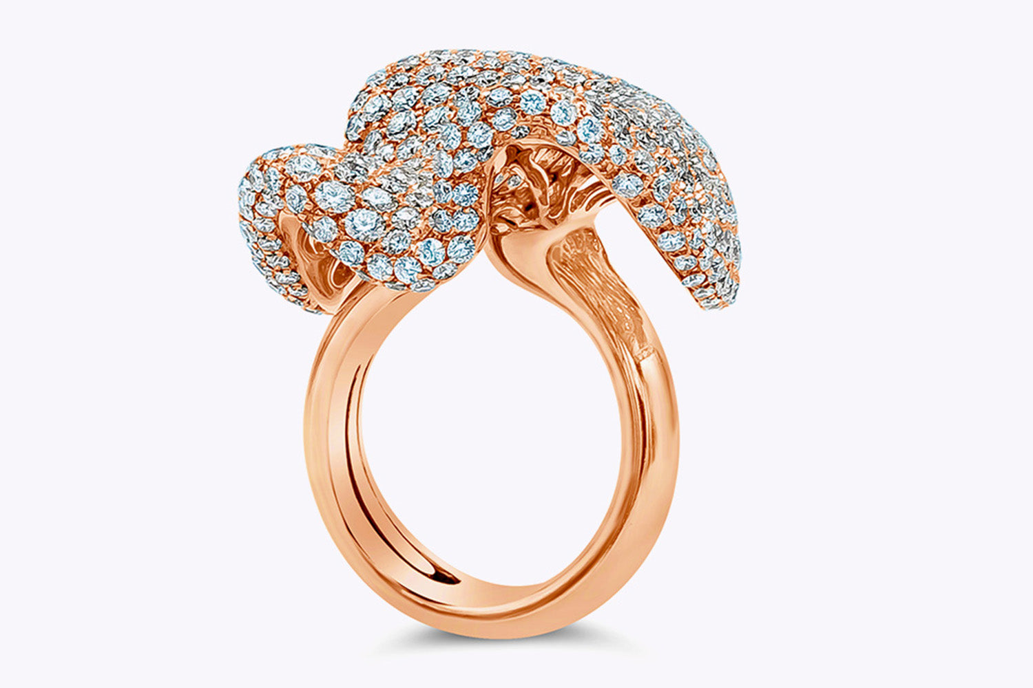 Palmiero 10.45 Carats Round Brilliant Cut Diamond Pavé Fashion Ring in Rose Gold