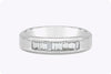 1.0 Carats Total Baguette Diamonds Men's Wide Wedding Band in White Gold