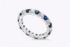 1.79 Carat Total Blue Sapphire and Diamond Eternity Wedding Band Ring in White Gold