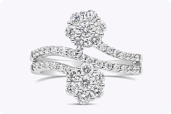 1.20 Carats Total Round Brilliant Cut Diamond Illusion Fashion Ring in White Gold