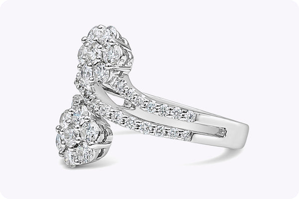 1.20 Carats Total Round Brilliant Cut Diamond Illusion Fashion Ring in White Gold