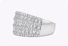 2.27 Carats Total Round & Princess Cut Diamond Wide Fashion Ring in White Gold