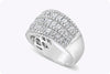 2.27 Carats Total Round & Princess Cut Diamond Wide Fashion Ring in White Gold