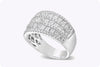 2.27 Carats Total Princess Cut Diamonds Triple Rows Fashion Ring in White Gold