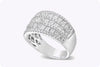 2.27 Carats Total Round & Princess Cut Diamond Wide Fashion Ring in White Gold