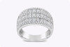 2.27 Carats Total Round & Princess Cut Diamond Wide Fashion Ring in White Gold