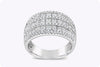 2.27 Carats Total Princess Cut Diamonds Triple Rows Fashion Ring in White Gold