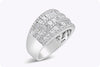 2.27 Carats Total Round & Princess Cut Diamond Wide Fashion Ring in White Gold