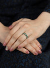 3.16 Carats Total Alternating Oval Cut Green Emerald and Diamond Wedding Band in Platinum