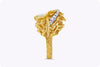 1.00 Carat White Opal and Diamonds Golden Leaf Fashion Ring in Yellow Gold