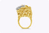 1.00 Carat White Opal and Diamonds Golden Leaf Fashion Ring in Yellow Gold