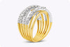 1.18 Carats Total Brilliant Round Diamonds Six Row Galaxy Fashion Ring in Two Tone Gold