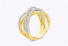 0.84 Carats Total Round Diamonds Six Row Galaxy Fashion Ring in Two Tone Gold