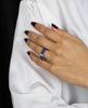 10.56 Carats Emerald Cut Blue Sapphires and Diamond Eternity Wedding Band in Platinum