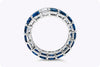 10.56 Carats Emerald Cut Blue Sapphires and Diamond Eternity Wedding Band in Platinum