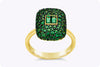 1.57 Carat Total Mixed Cut Green Tsavorite Fashion Ring in Yellow Gold