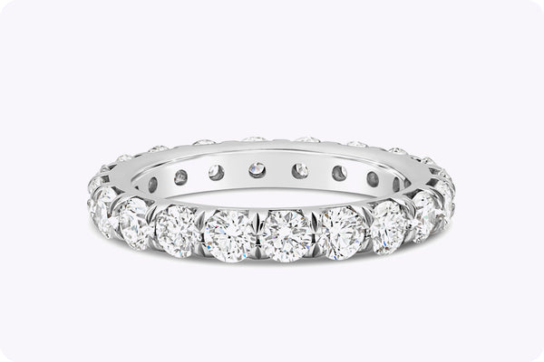 2.45 Carats Total Round Brilliant Diamond Eternity Wedding Band in Platinum