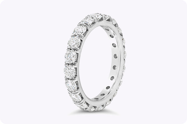 2.45 Carats Total Round Brilliant Diamond Eternity Wedding Band in Platinum