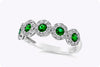 0.40 Carats Total Round Cut Green Emerald & Diamond Wedding Band in White Gold