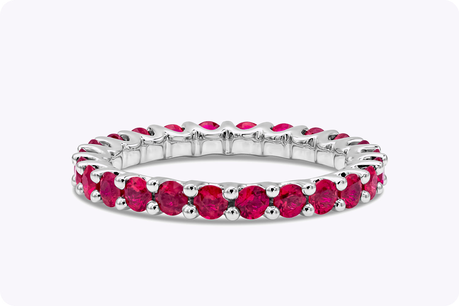 1.99 Carats Total Round Brilliant Cut Ruby Eternity Wedding Band in White Gold