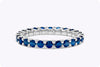 1.95 Carats Total Brilliant Round Cut Blue Sapphire Eternity Wedding Band in White Gold