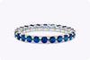 1.95 Carats Total Round Brilliant Cut Sapphire Eternity Wedding Band in White Gold