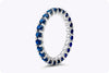 1.95 Carats Total Brilliant Round Cut Blue Sapphire Eternity Wedding Band in White Gold
