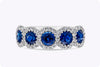 1.88 Carats Total Round Cut Blue Sapphire & Diamond Wedding Band in White Gold