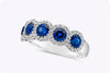 1.88 Carats Total Round Cut Blue Sapphire & Diamond Wedding Band in White Gold
