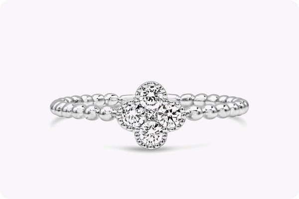 0.26 Carat Total Round Brilliant Cut Diamond Clover Fashion Ring in White Gold