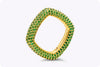 3.42 Carats Total Brilliant Round Green Garnet Square Micro-Pave Fashion Ring in Yellow Gold