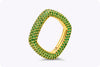 3.42 Carats Total Brilliant Round Green Garnet Square Micro-Pave Fashion Ring in Yellow Gold