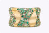 2.58 Carats Total Mixed Round Tsavorite Garnet, Brown & White Diamond Yellow Gold Fashion Ring