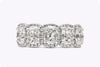 2.31 Carats Total Cushion Cut Diamond Halo Five-Stone Wedding Band in White and Yellow Gold