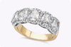 2.31 Carats Total Cushion Cut Diamond Halo Five-Stone Wedding Band in White and Yellow Gold
